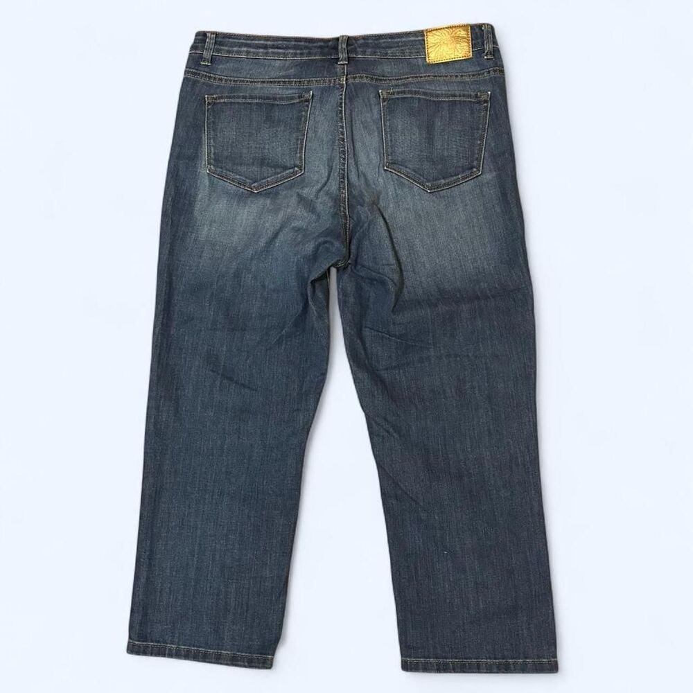 Anne Klein Jeans Womens 12 Slim Straight Stretch Blue Denim Mid Rise Crop